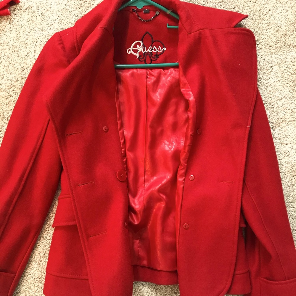 Guess Red Short Pea Coat